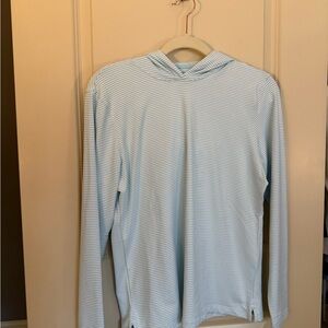 Peter Millar Light Blue and White Striped Hoodie